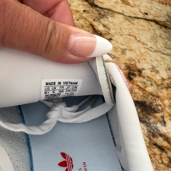 adidas Pink and White Suede Retro Sneakers - Picture 3 of 4